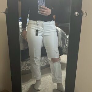 NWT Express white mid rise boyfriend jeans